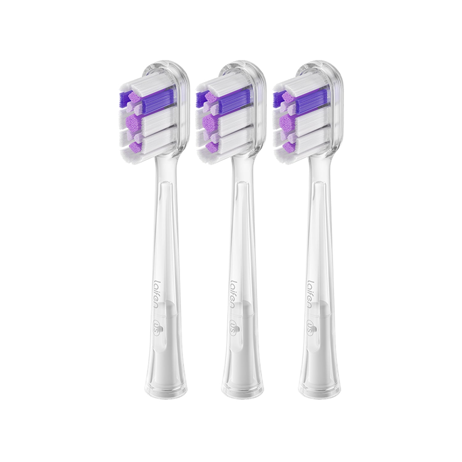 Laifen Wave Cushioned Replacement Brush Heads Ultra Whitening 3 Pack (Clear)