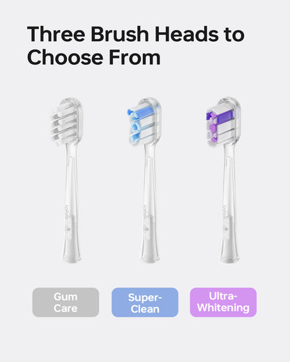 Laifen Wave Cushioned Replacement Brush Heads Super Clean 3 Pack (Clear)